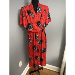 Positive Influence︱Red Floral Dress︱Vintage ︱Size 11/12︱1980's/1990's